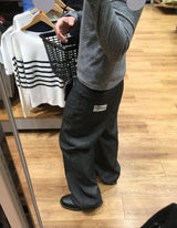 No.1631 ストライプパッチブラックデニムパンツ