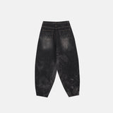 Blur washed balloon denim