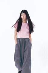 Heart Logo Shirring Detail Top Pink