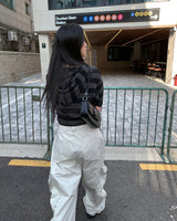 ストライプニットフードジャンパー