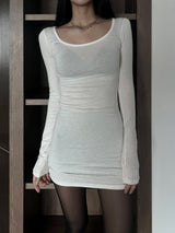 Mad See-through Inner U-Neck Long Sleeve Tee (2 colors)