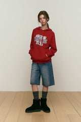 LOWKEY BOOK CLUB LETTERING RAGLAN HOODIE [RED]