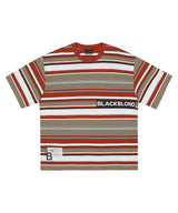 BBD マルチストライプパッチロゴTシャツ  (レッド)