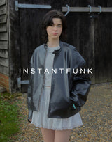 Faux-leather biker jacket