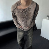 ENOC Grunge dyeing Shoulder Snap Long Sleeve T-shirt (2 colors)