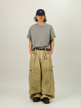 AP WORK DAMAGE COTTON WIDE PANTS