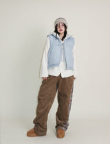 Teddy Ribbon Knot High Neck Cropped Padded Vest (6 ounces)