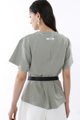 SHIRRED ROUND TOP_SMOKE GREEN