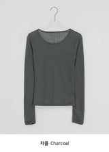 リカロカラーシースルーラウンドロングスリーブTシャツ