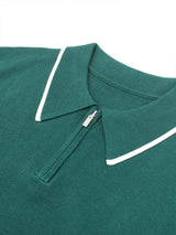 LMN ジェークツートーンジッパーカラー半袖ニット (4 colors)