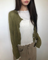 Panon ペンダントラウンドニットクロップカーディガン