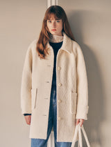WOOL HALF COAT IVORY