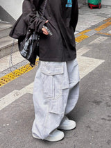 denim button cargo pants
