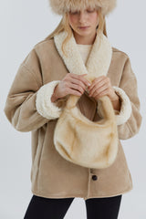 KEETY RABBIT fur mini bag [beige]