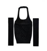 Zen halter-neck cable knitwear warmer set