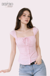 pink sweet bustier sleeveless blouse