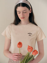 MAISON DE ROLA スモール ロゴ Tシャツ ベージュ
