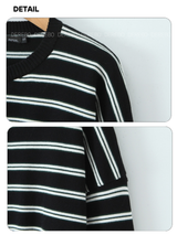 Two-color striped cropped long-sleeved cardigan