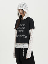 LACE BUTTON HOODIE TOP