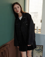 STUDDED DENIM JACKET [BLACK]