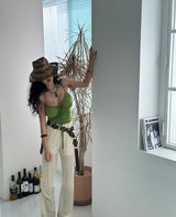 Boleum shirring bustier cropped sleeveless