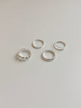 [4 set] bold chain ring set / 2 colors / daily simple mood silver ring