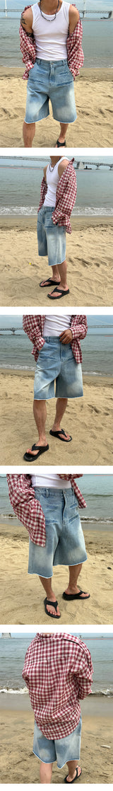 [S/S] Domingo washing bermuda denim pants