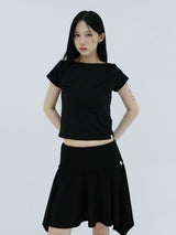SOFT CONTRAST FLARE SKIRT(BLACK)