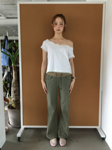 ラスレースオフショルダーTシャツ(3color)