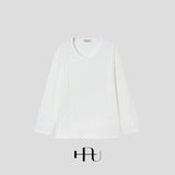 [HFORUS MADE]Forus ニットプリーツUネックロングスリーブス イン メランジ