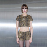 JUBY LEOPARD HOTFIX CROP T