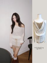 Lace Two-Piece Shirring Layered Dress