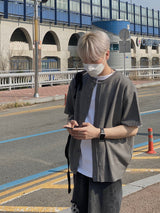 Minimal round short sleeve cardigan 2C
