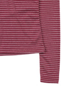 Henley Neck Stripe Hood Long Sleeve - Wine