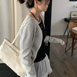 [Kyoto Look🌳✨/Airport Bag] ファンシーフェイクレザーベルトスクエアショルダーバッグ トートバッグ トラベルバッグ 4色 [Ivory only]
