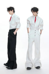 Deconstructed Flare High Waist Pants