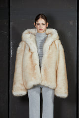 TWO TONE FUR JACKET -IVORY