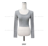 Bit Deep U-Neck Ribbed Crop Long Sleeve