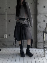 layered check wrap skirt (2color)