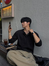 Thorpe layered long-sleeve henley neck