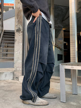 Track string denim pants