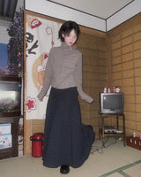 Cotton Vintage Check Flare Long Skirt