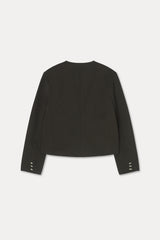 Pebble Button Twill Jacket_Brown