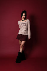 LACE FRAME T-SHIRT #BEIGE