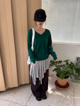 Vネック ルーズ ニット トップ