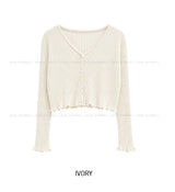 Summer Punching Ruffle Crop Cardigan