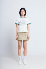 ユニバーサルプリント ½Tシャツ (ivory/green)