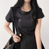 OBS刺繍スリムショートスリーブTシャツ