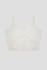 Linen blend Cutout top, Ivory