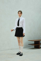 UNBALANCE SHIRRING SHIRT / WHITE